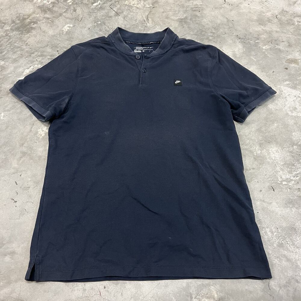 Nike Golf Modern Fit Men's L Dri-Fit Short Sleeve Henley Polo Blue 824401
